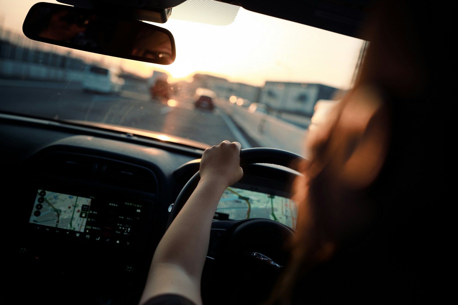 woman driving auto